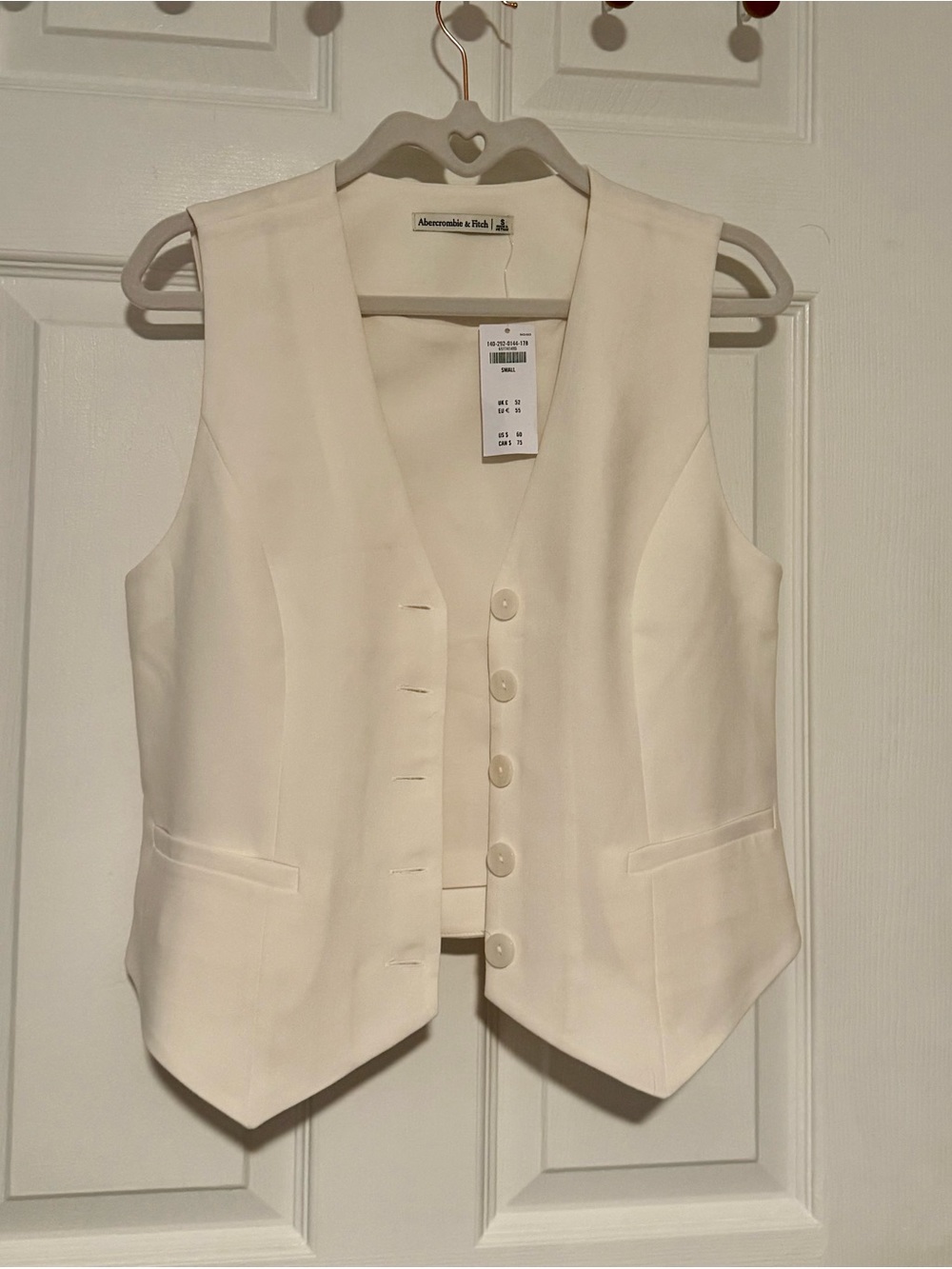 Abercrombie & Fitch Cream Button-Up Vest